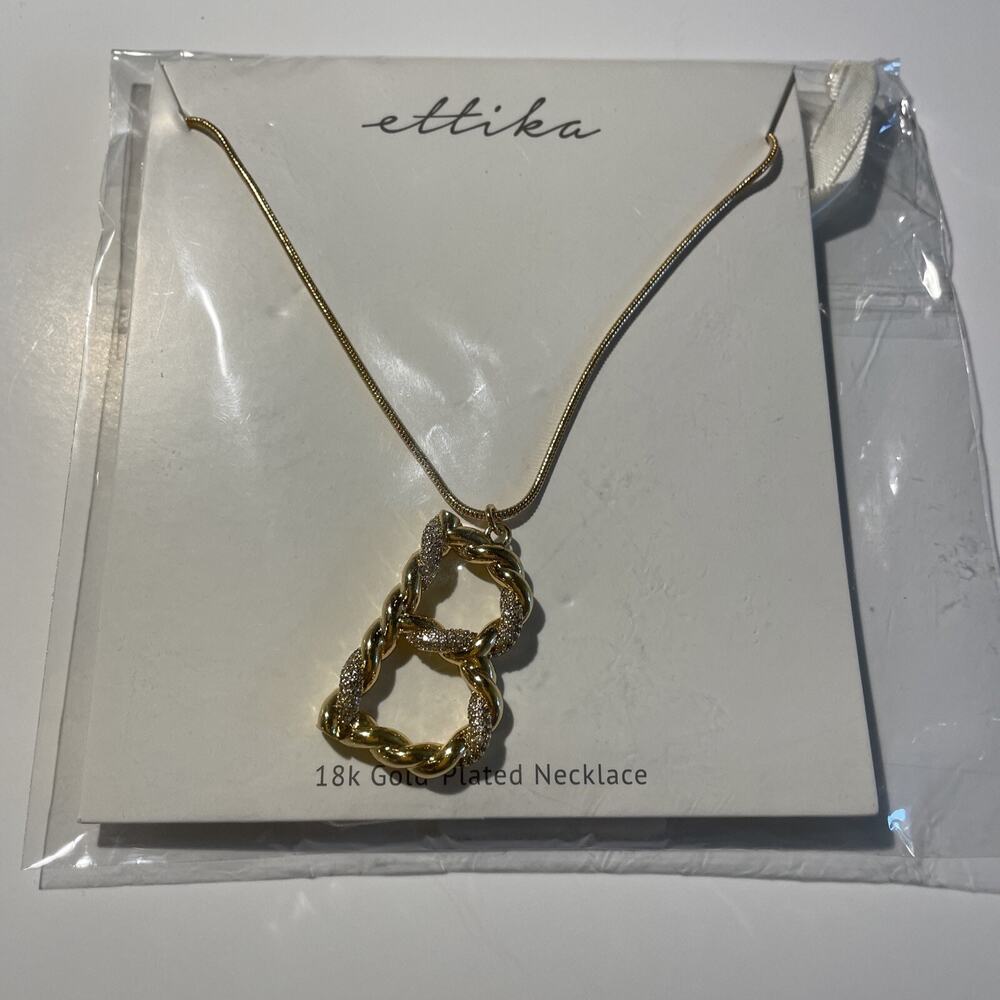 Ettika Necklace “B” Initial 18K Gold Plated